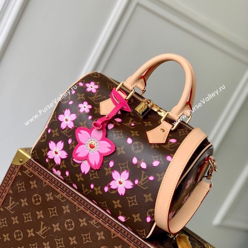 Louis Vuitton LV x TM Speedy Bandouliere 25 bag in Sakura Monogram Canvas with Cherry Blossom 2025 M14174 (KI-250523013)