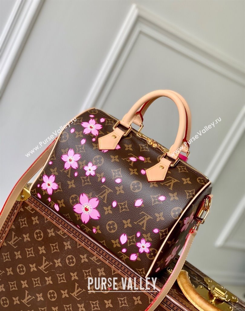 Louis Vuitton LV x TM Speedy Bandouliere 25 bag in Sakura Monogram Canvas with Cherry Blossom 2025 M14174 (KI-250523013)