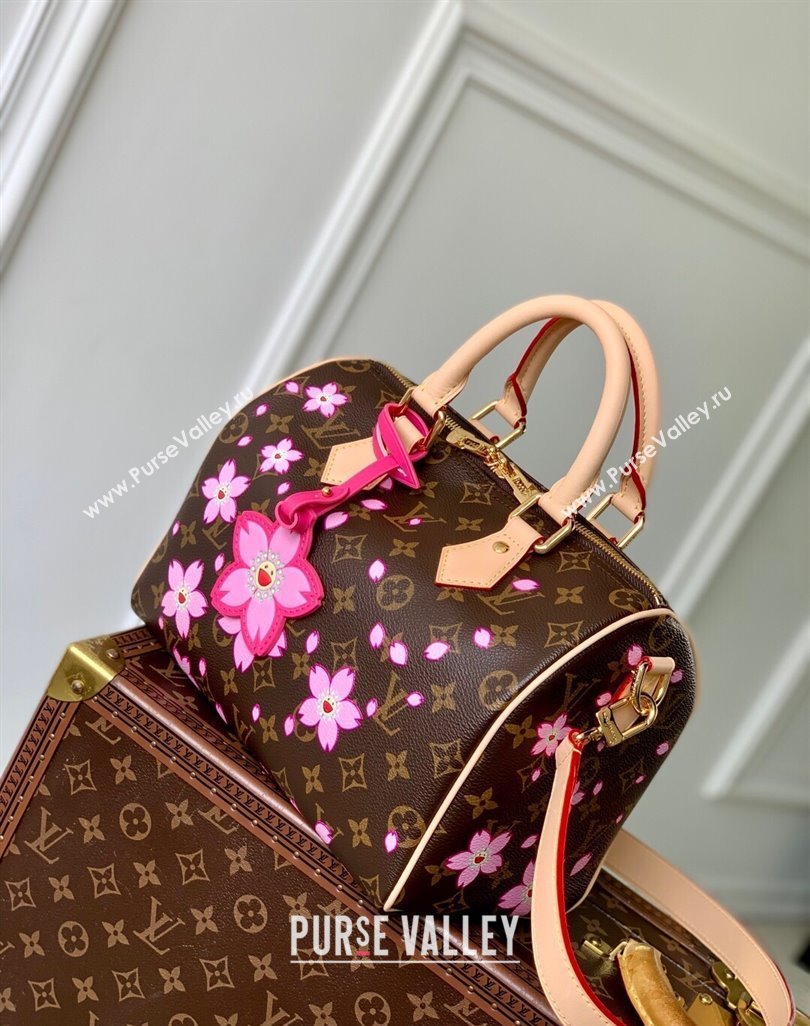 Louis Vuitton LV x TM Speedy Bandouliere 25 bag in Sakura Monogram Canvas with Cherry Blossom 2025 M14174 (KI-250523013)