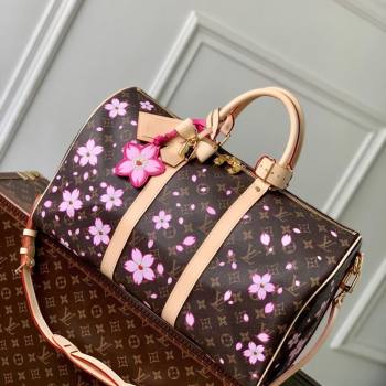 Louis Vuitton LV x TM Keepall Bandouliere 45 travel bag in Sakura Monogram Canvas with Cherry Blossom 2025 M13752 (KI-250523015)