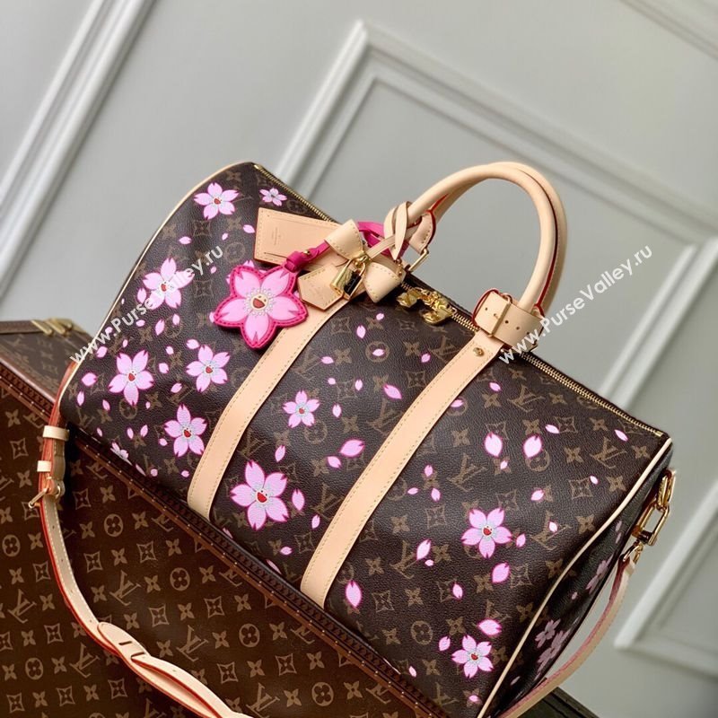 Louis Vuitton LV x TM Keepall Bandouliere 45 travel bag in Sakura Monogram Canvas with Cherry Blossom 2025 M13752 (KI-250523015)