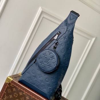 Louis Vuitton Mens Duo Slingbag in Navy Blue Monogram Shadow Leather M21890 2025 (KI-250523083)