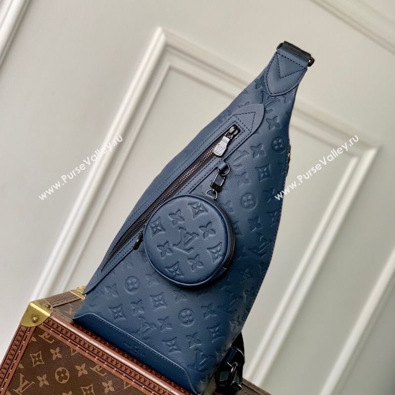 Louis Vuitton Mens Duo Slingbag in Navy Blue Monogram Shadow Leather M21890 2025 (KI-250523083)