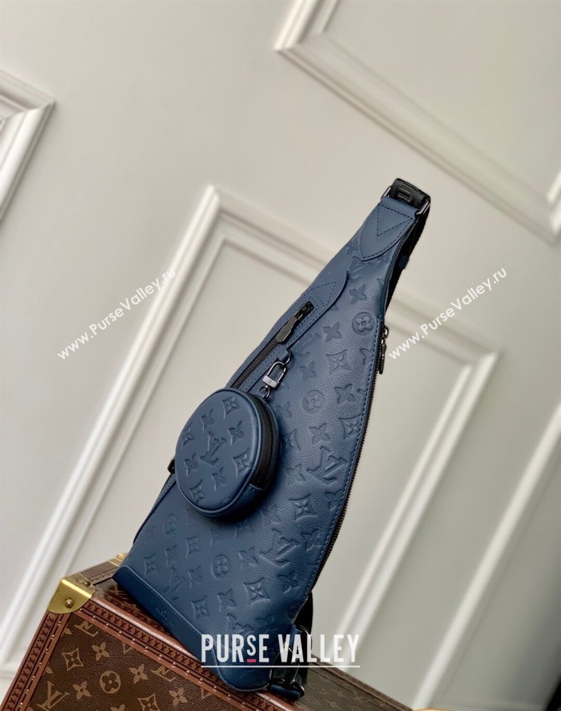 Louis Vuitton Mens Duo Slingbag in Navy Blue Monogram Shadow Leather M21890 2025 (KI-250523083)