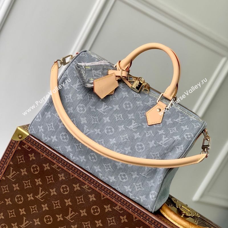 Louis Vuitton Speedy Soft 30 bag in Cloudy Grey Certified Organic Cotton M13344 2025 (KI-250523021)