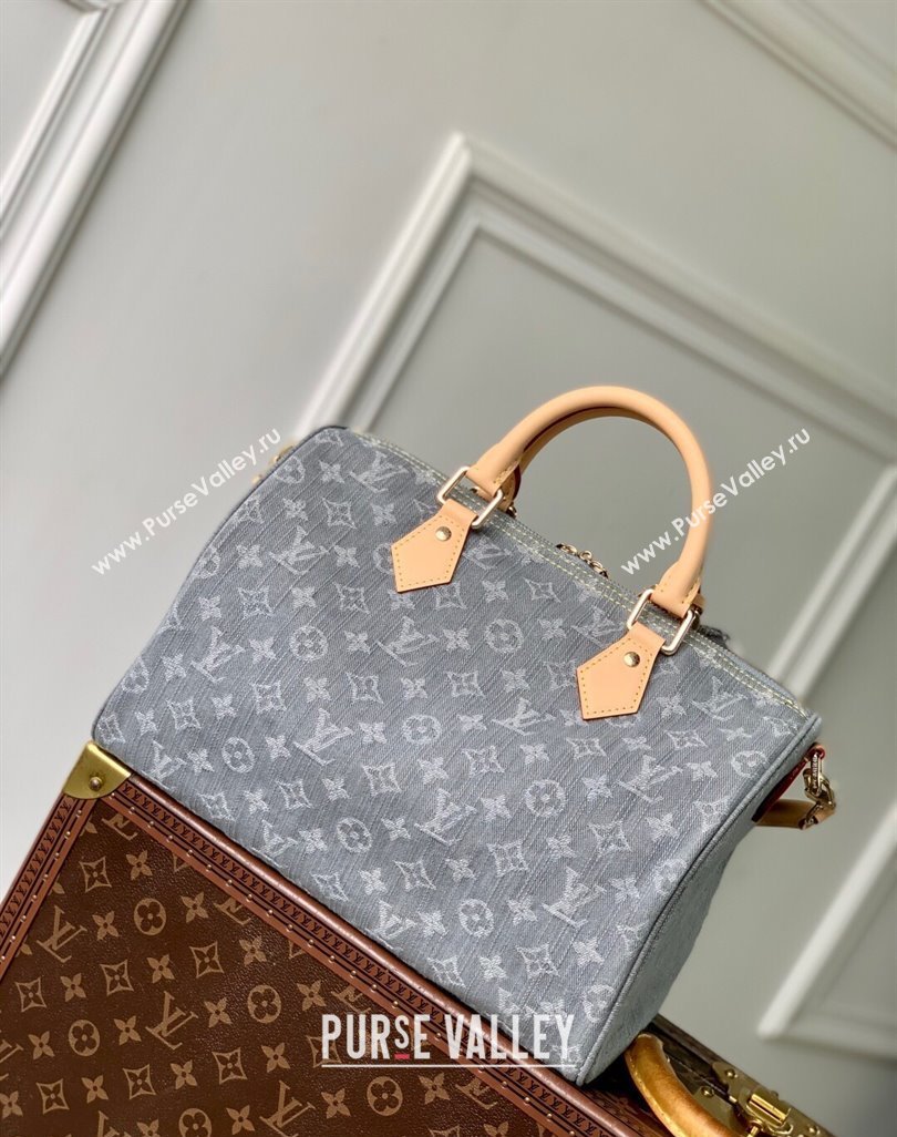 Louis Vuitton Speedy Soft 30 bag in Cloudy Grey Certified Organic Cotton M13344 2025 (KI-250523021)