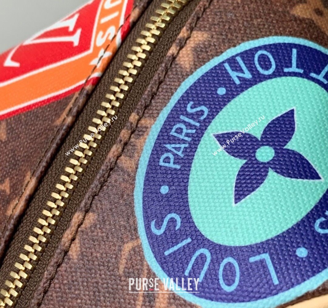 Louis Vuitton Toiletry Bag 2 compartments Bag in Monogram Canvas with Travel Stickers Print 2025 M14744 (KI-250523039)