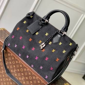 Louis Vuitton Speedy Bandouliere 40 bag in Black LV Blason Denim 2025 M14136 (KI-250523042)