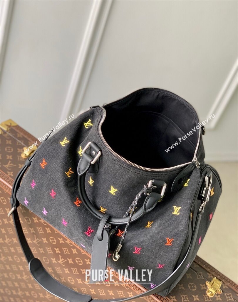 Louis Vuitton Speedy Bandouliere 40 bag in Black LV Blason Denim 2025 M14136 (KI-250523042)
