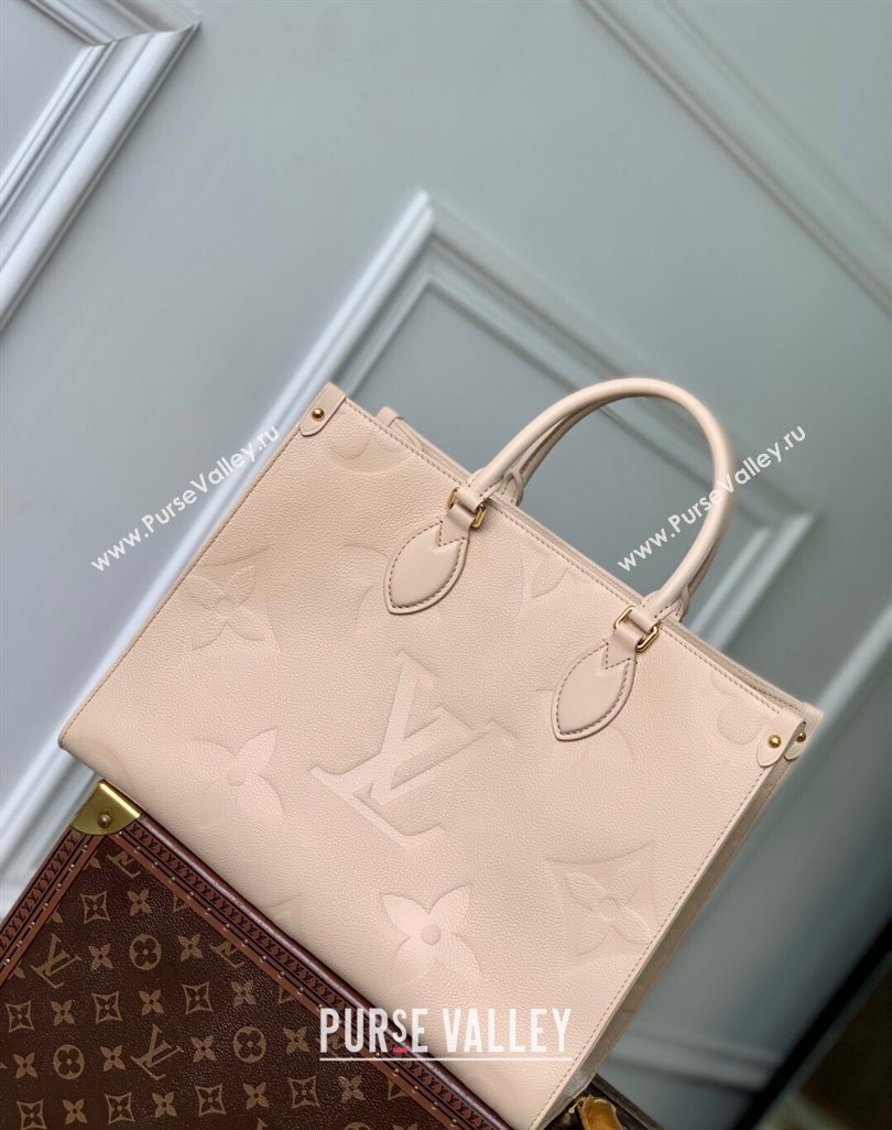 Louis Vuitton OnTheGo MM Tote Bag in Monogram Leather M14255 Nude 2025 (KI-250524070)