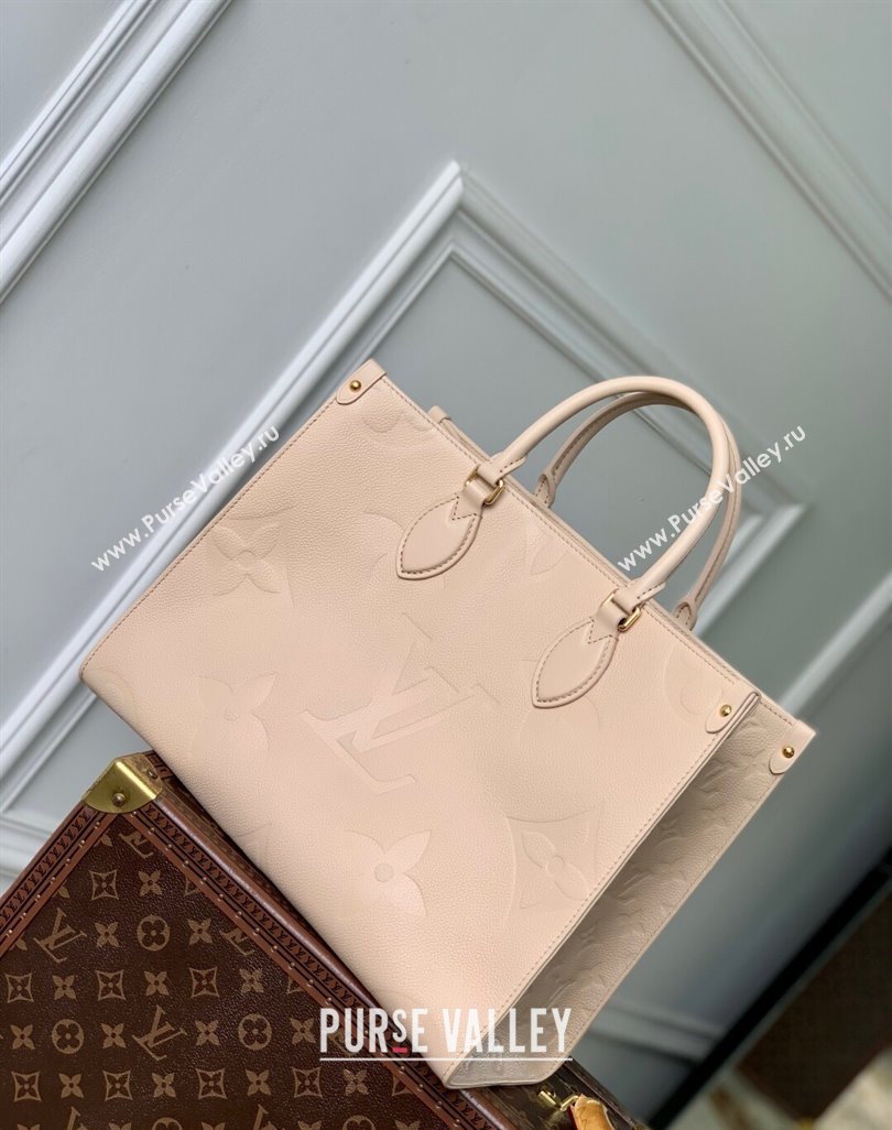 Louis Vuitton OnTheGo MM Tote Bag in Monogram Leather M14255 Nude 2025 (KI-250524070)