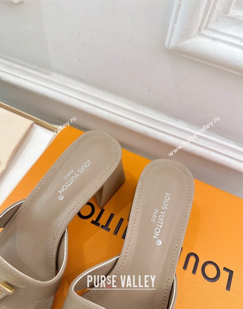 Louis Vuitton Mare Heel Slides Sandal 5.5cm in Calfskin Leather Grey 2025 0607 (MD-250607038)