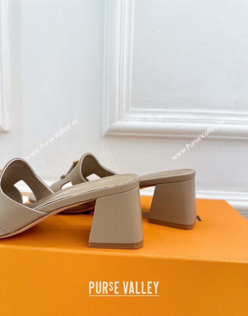 Louis Vuitton Mare Heel Slides Sandal 5.5cm in Calfskin Leather Grey 2025 0607 (MD-250607038)