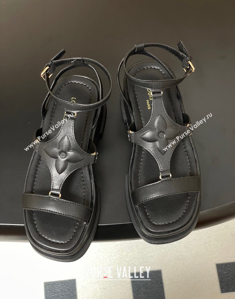 Louis Vuitton Maya Platform Sandals 5cm in Calf Leather Black 2025 0606 (MD-250607066)