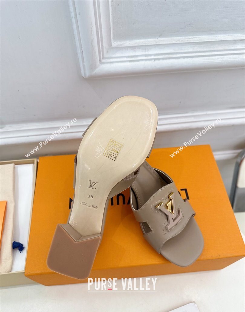 Louis Vuitton Mare Heel Slides Sandal 5.5cm in Calfskin Leather Grey 2025 0607 (MD-250607038)
