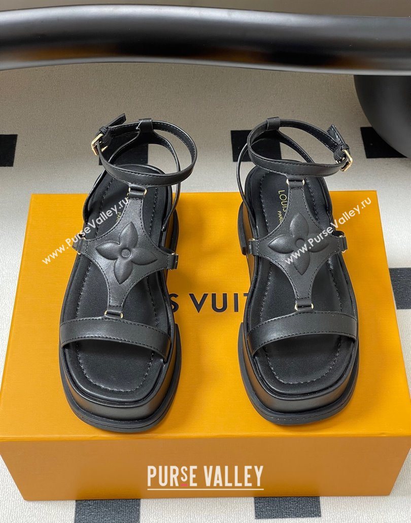 Louis Vuitton Maya Platform Sandals 5cm in Calf Leather Black 2025 0606 (MD-250607066)