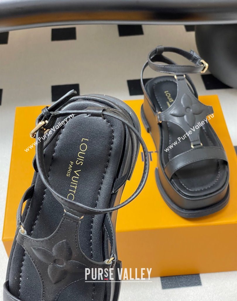 Louis Vuitton Maya Platform Sandals 5cm in Calf Leather Black 2025 0606 (MD-250607066)