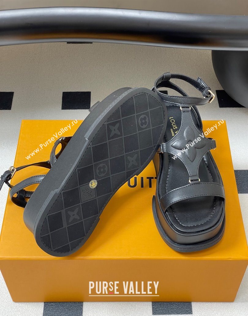Louis Vuitton Maya Platform Sandals 5cm in Calf Leather Black 2025 0606 (MD-250607066)
