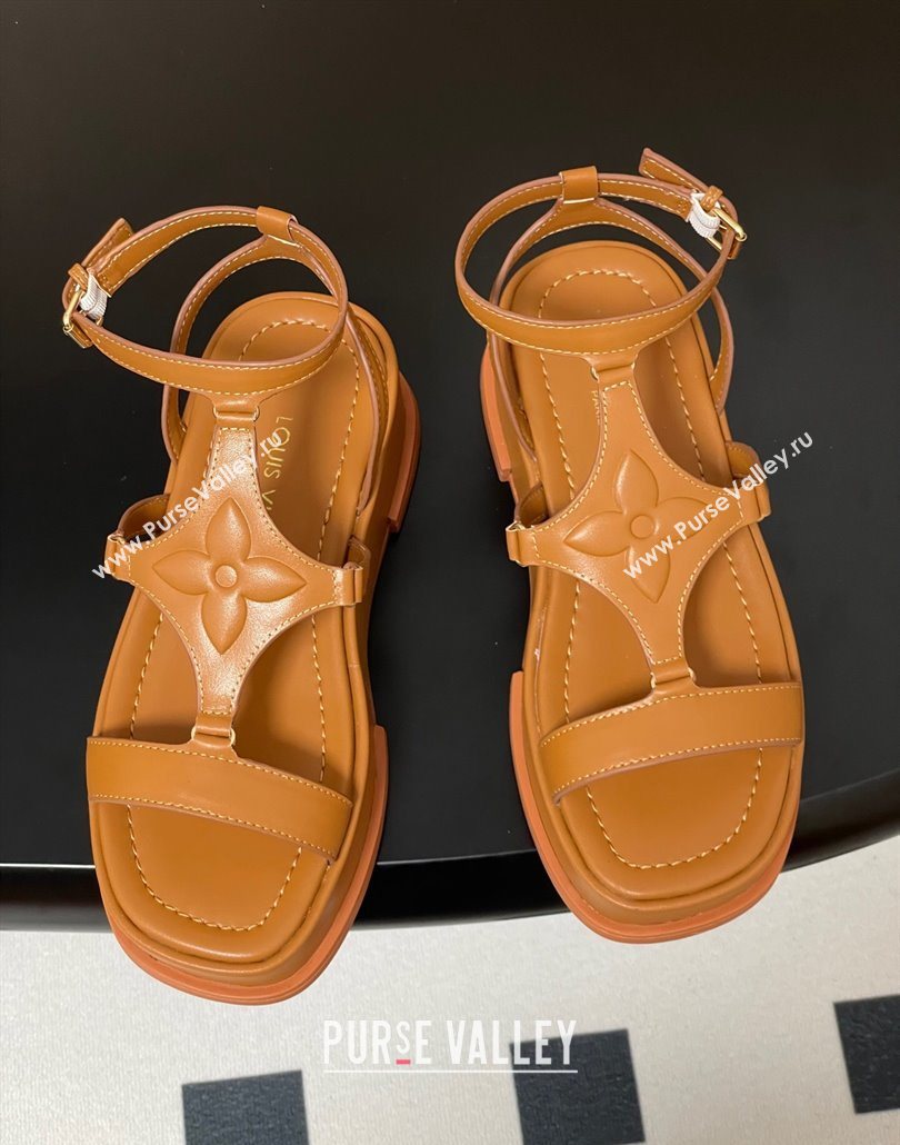 Louis Vuitton Maya Platform Sandals 5cm in Calf Leather Brown 2025 0606 (MD-250607070)