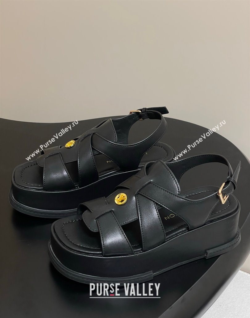 Louis Vuitton Maya Flatform Sandals 5cm in Calf Leather Black 2025 1ACYJL (MD-250607062)