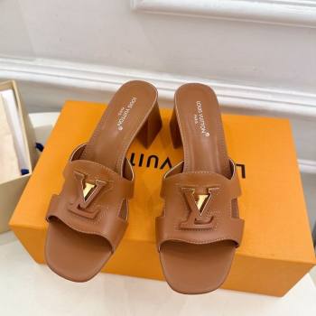 Louis Vuitton Mare Heel Slides Sandal 5.5cm in Calfskin Leather Brown 2025 0607 (MD-250607041)