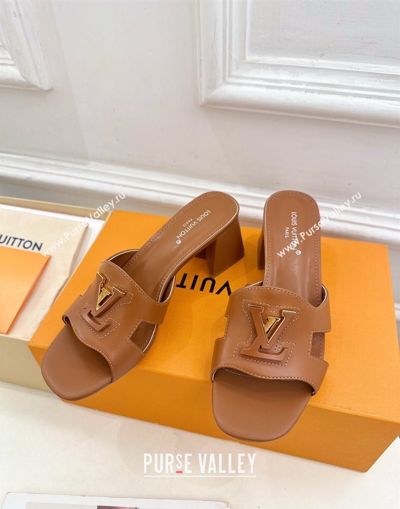 Louis Vuitton Mare Heel Slides Sandal 5.5cm in Calfskin Leather Brown 2025 0607 (MD-250607041)