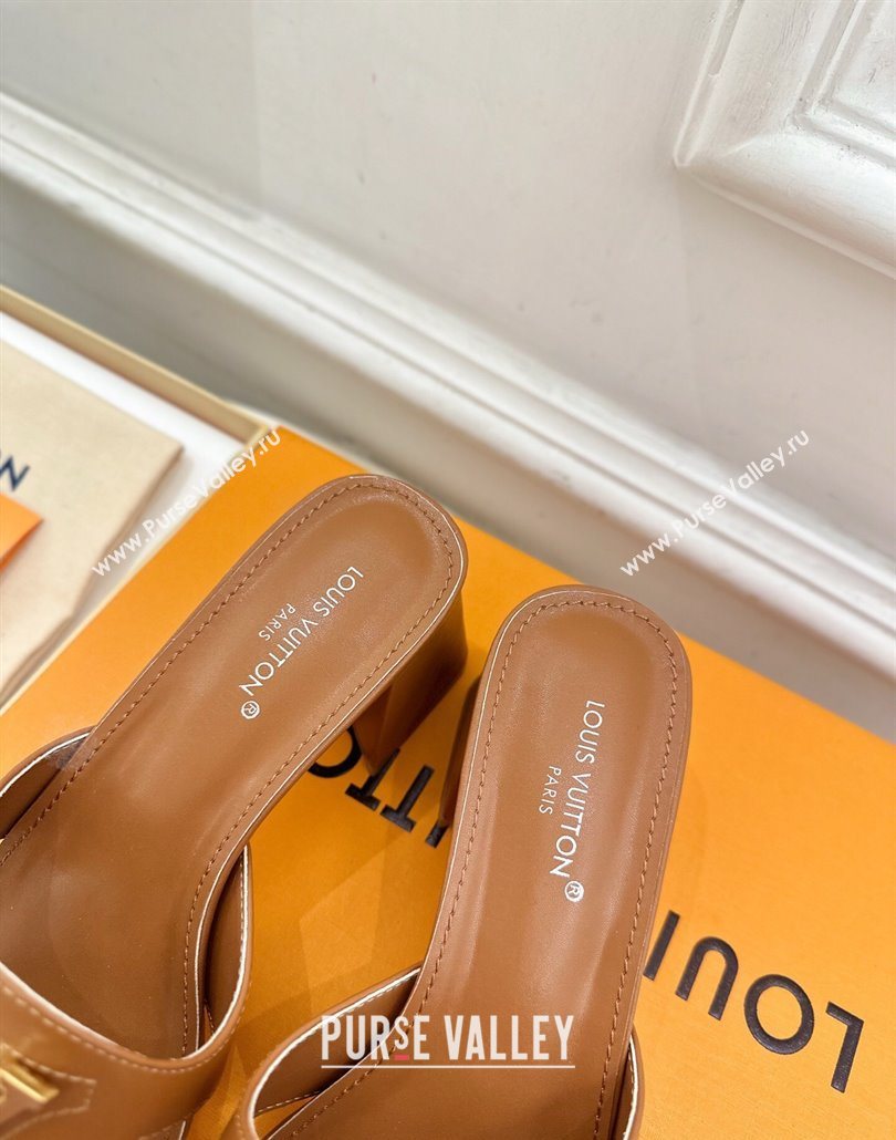 Louis Vuitton Mare Heel Slides Sandal 5.5cm in Calfskin Leather Brown 2025 0607 (MD-250607041)