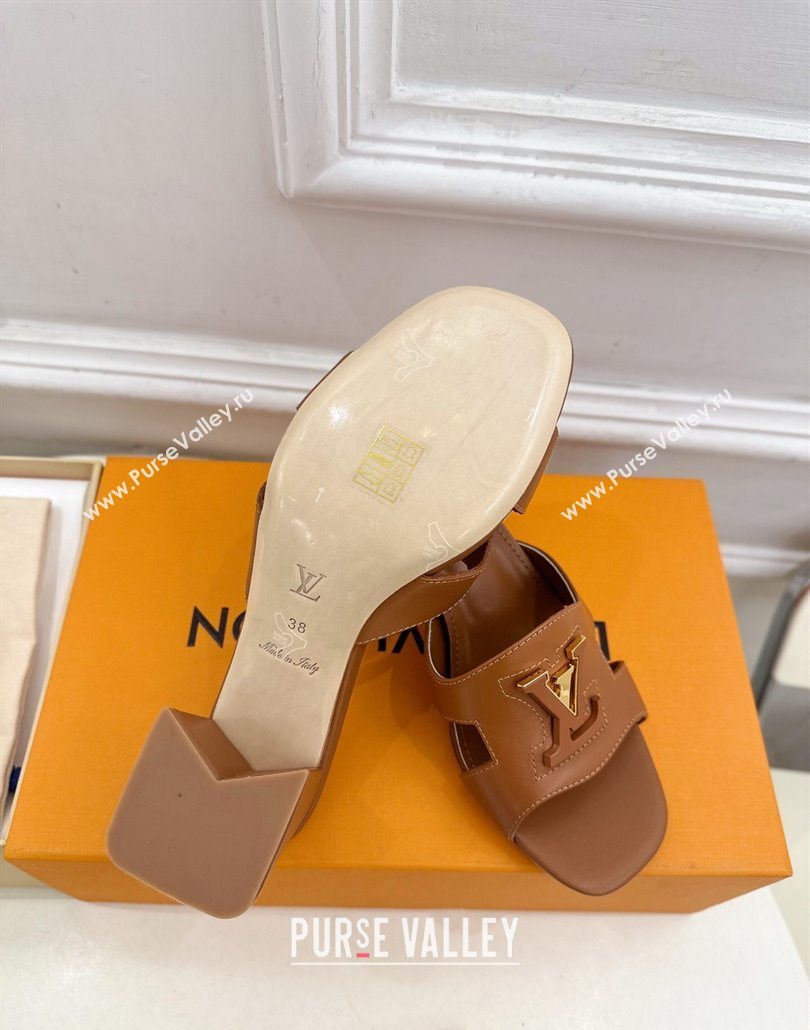 Louis Vuitton Mare Heel Slides Sandal 5.5cm in Calfskin Leather Brown 2025 0607 (MD-250607041)