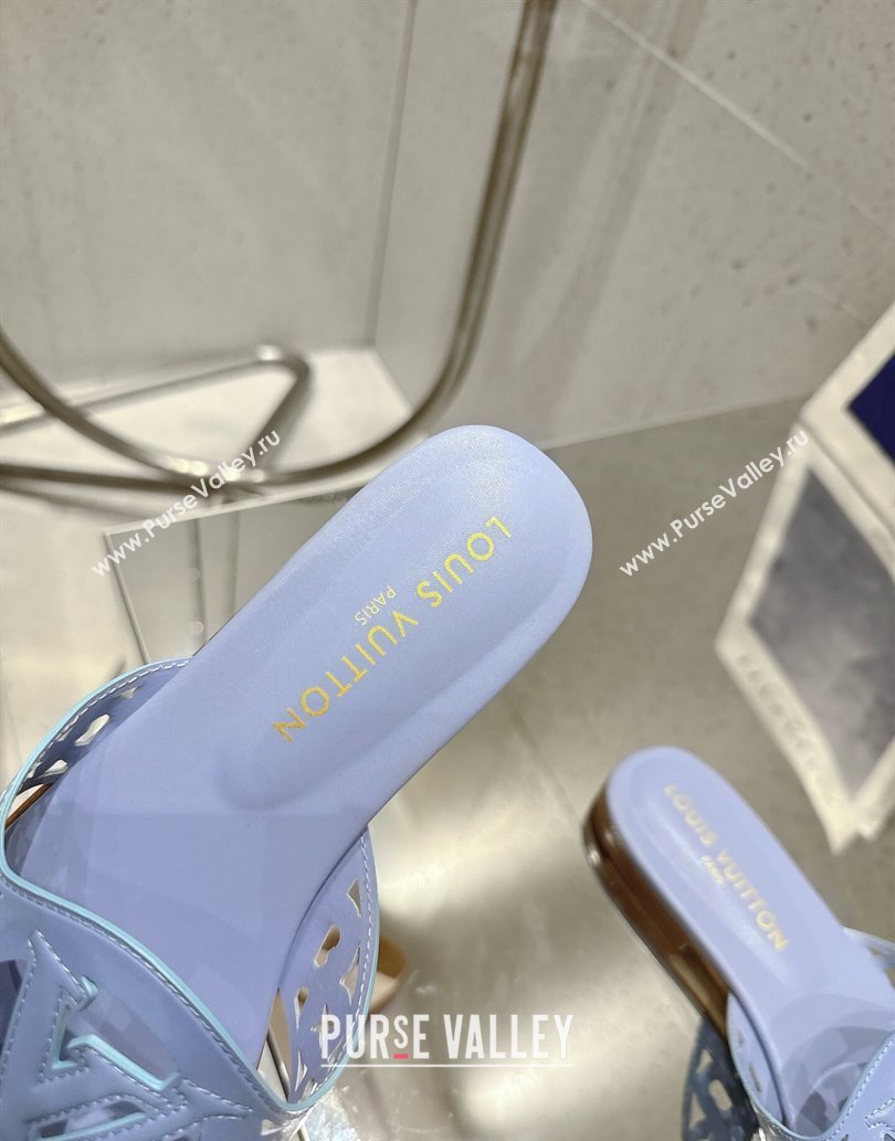 Louis Vuitton LV Isola Flat Slides Sandal in Perforated Calf Leather Blue 2025 (MD-250609015)