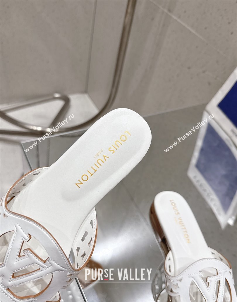Louis Vuitton LV Isola Flat Slides Sandal in Perforated Calf Leather White 2025 (MD-250609016)