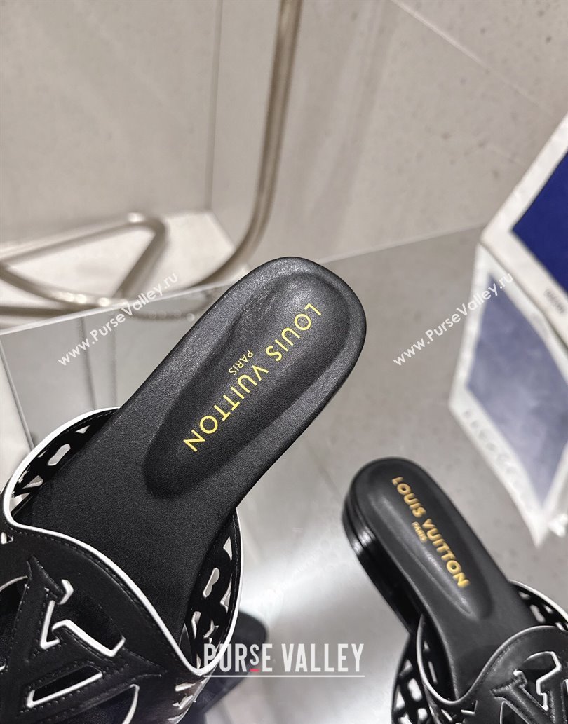 Louis Vuitton LV Isola Flat Slides Sandal in Perforated Calf Leather Black 2025 (MD-250609017)