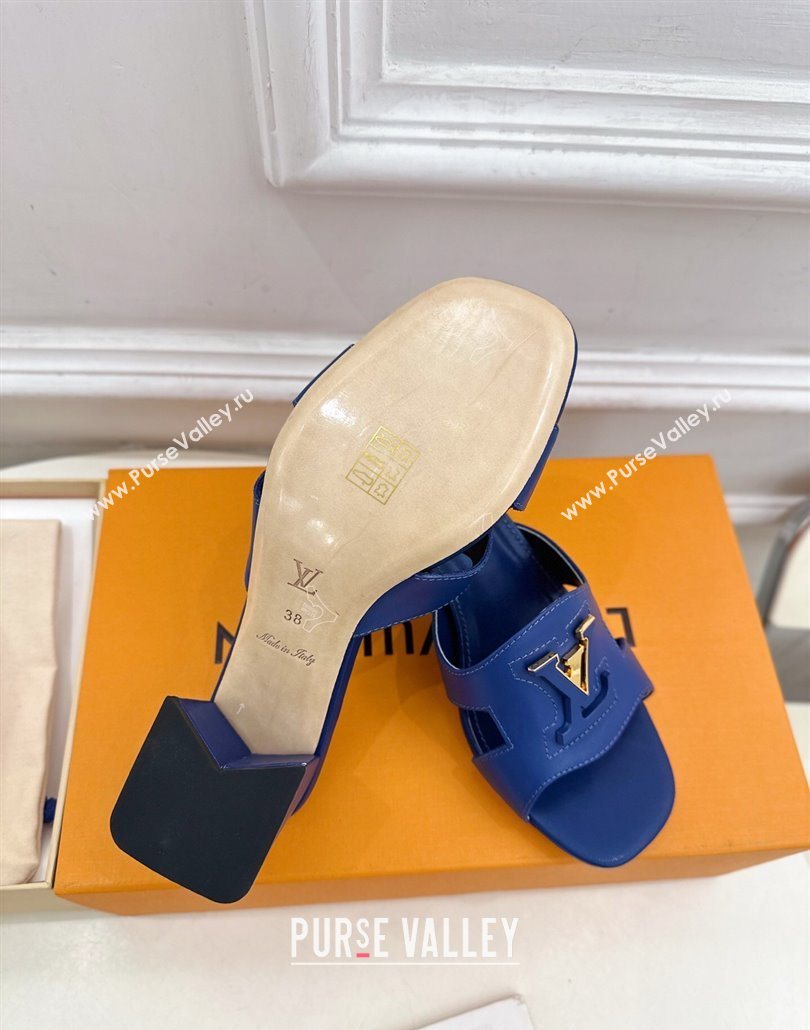 Louis Vuitton Mare Heel Slides Sandal 5.5cm in Calfskin Leather Blue 2025 0607 (MD-250607043)