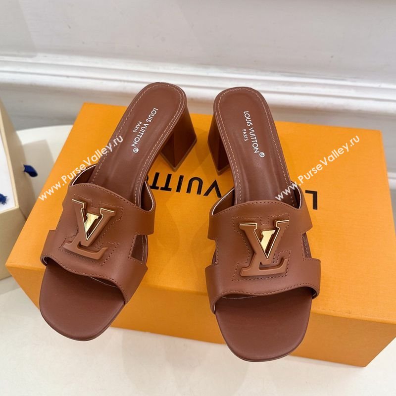 Louis Vuitton Mare Heel Slides Sandal 5.5cm in Calfskin Leather Brown 2025 0607 (MD-250607044)