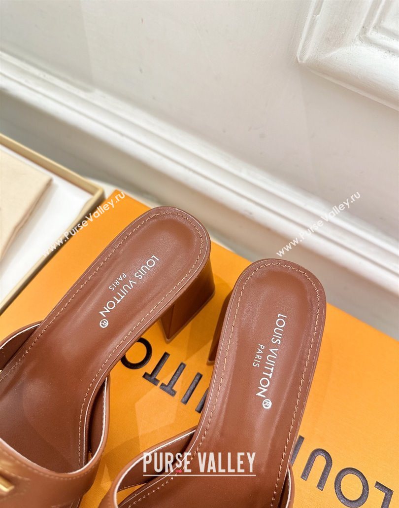 Louis Vuitton Mare Heel Slides Sandal 5.5cm in Calfskin Leather Brown 2025 0607 (MD-250607044)