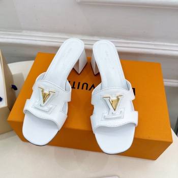 Louis Vuitton Mare Heel Slides Sandal 5.5cm in Calfskin Leather White 2025 0607 (MD-250607045)