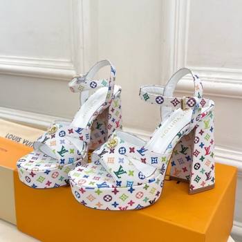Louis Vuitton Maya Heeled Platform Sandals 12cm in Monogram Canvas White/Multicolored 2025 1AGXXV (MD-250607047)