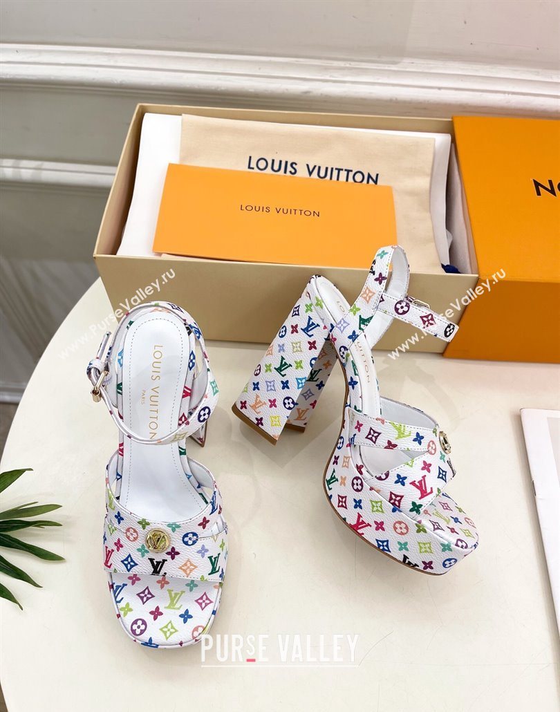 Louis Vuitton Maya Heeled Platform Sandals 12cm in Monogram Canvas White/Multicolored 2025 1AGXXV (MD-250607047)
