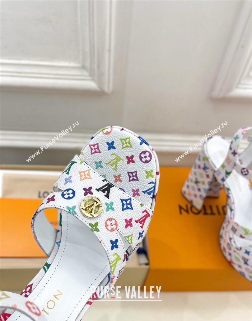 Louis Vuitton Maya Heeled Platform Sandals 12cm in Monogram Canvas White/Multicolored 2025 1AGXXV (MD-250607047)