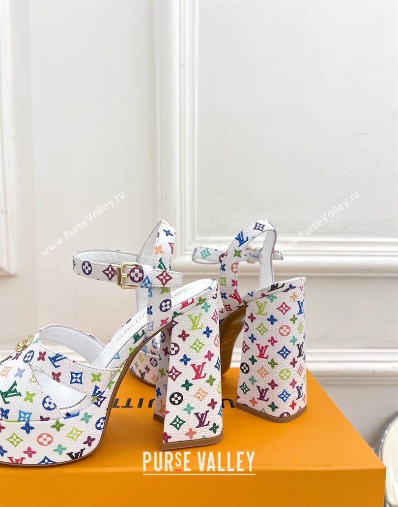 Louis Vuitton Maya Heeled Platform Sandals 12cm in Monogram Canvas White/Multicolored 2025 1AGXXV (MD-250607047)