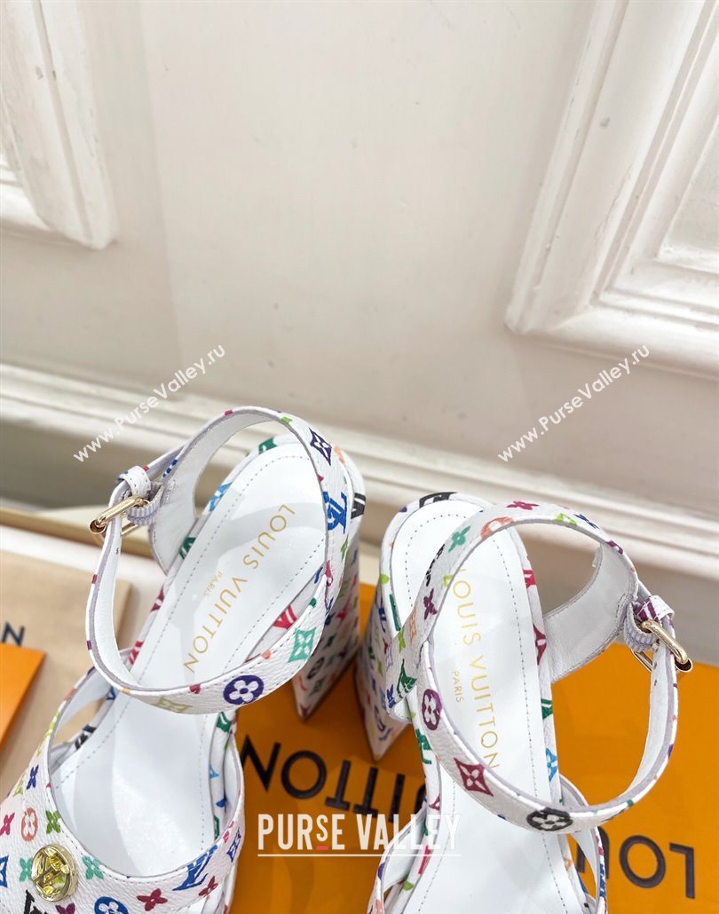 Louis Vuitton Maya Heeled Platform Sandals 12cm in Monogram Canvas White/Multicolored 2025 1AGXXV (MD-250607047)