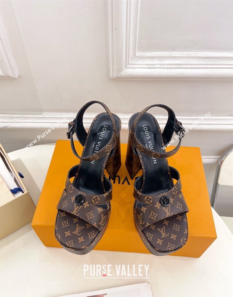 Louis Vuitton Maya Heeled Platform Sandals 12cm in Monogram Canvas Brown 2025 1AGXXV (MD-250607048)