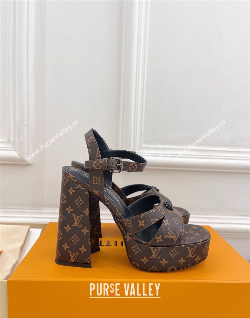 Louis Vuitton Maya Heeled Platform Sandals 12cm in Monogram Canvas Brown 2025 1AGXXV (MD-250607048)
