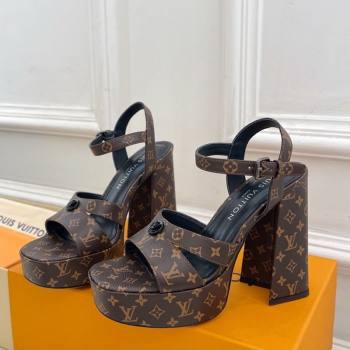 Louis Vuitton Maya Heeled Platform Sandals 12cm in Monogram Canvas Brown 2025 1AGXXV (MD-250607048)