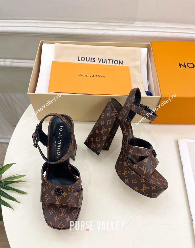 Louis Vuitton Maya Heeled Platform Sandals 12cm in Monogram Canvas Brown 2025 1AGXXV (MD-250607048)