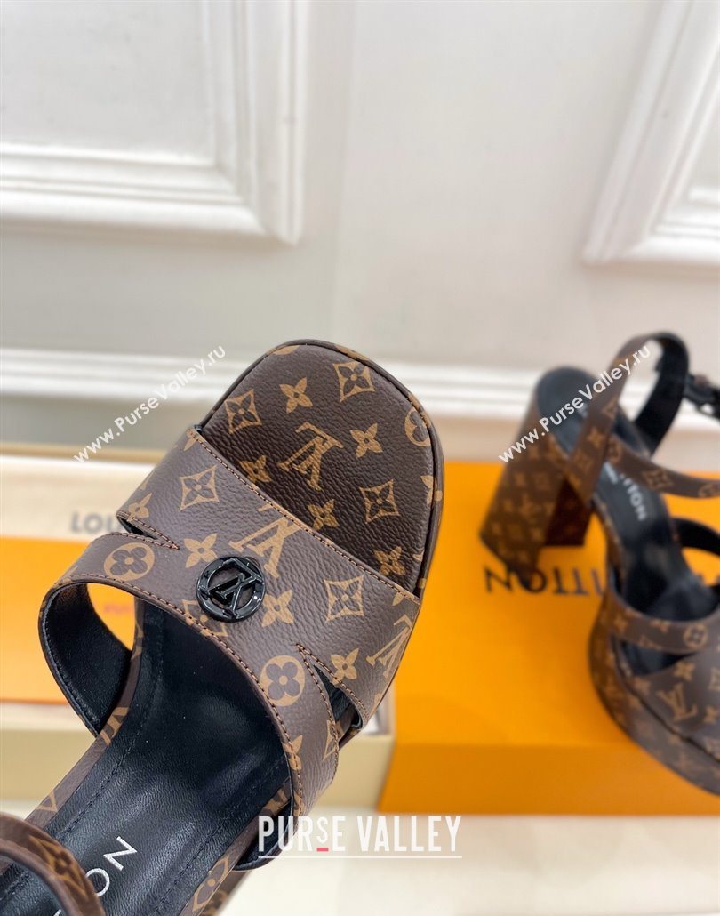 Louis Vuitton Maya Heeled Platform Sandals 12cm in Monogram Canvas Brown 2025 1AGXXV (MD-250607048)