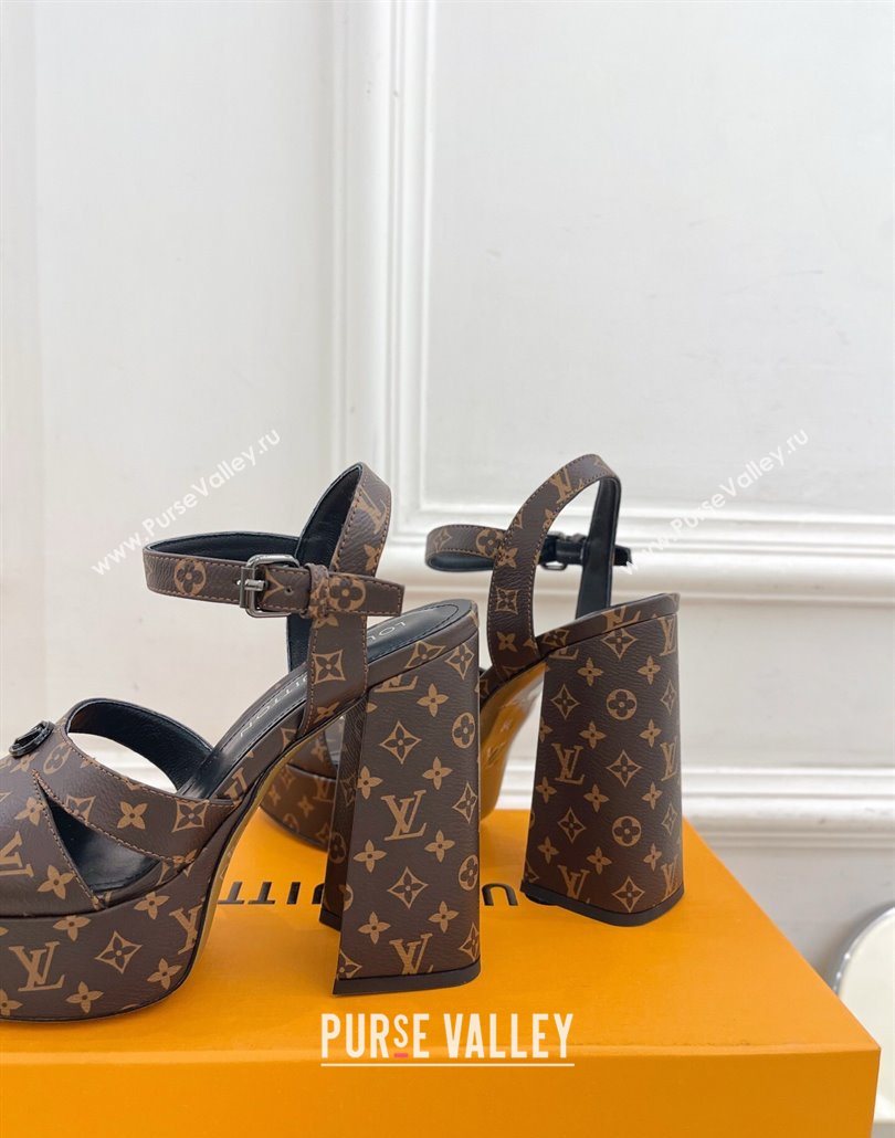 Louis Vuitton Maya Heeled Platform Sandals 12cm in Monogram Canvas Brown 2025 1AGXXV (MD-250607048)