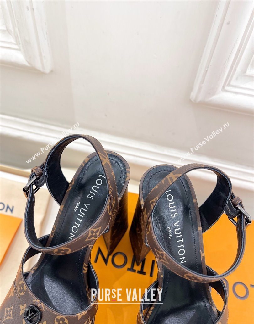 Louis Vuitton Maya Heeled Platform Sandals 12cm in Monogram Canvas Brown 2025 1AGXXV (MD-250607048)