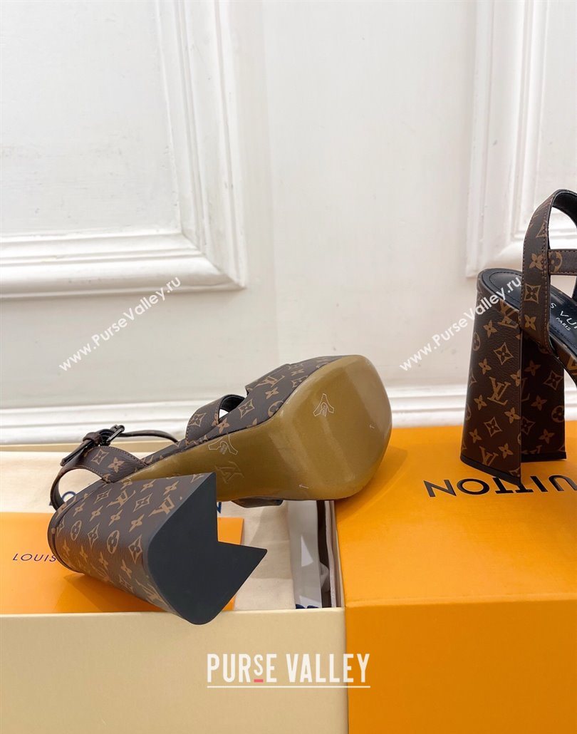 Louis Vuitton Maya Heeled Platform Sandals 12cm in Monogram Canvas Brown 2025 1AGXXV (MD-250607048)