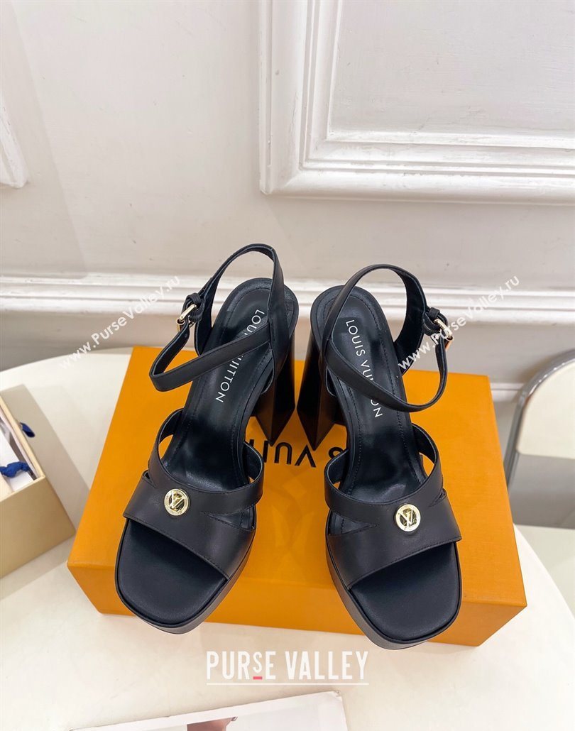 Louis Vuitton Maya Heeled Platform Sandals 12cm in Calf Leather Black 2025 1AGXXV (MD-250607050)