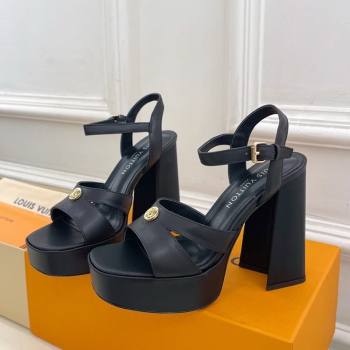 Louis Vuitton Maya Heeled Platform Sandals 12cm in Calf Leather Black 2025 1AGXXV (MD-250607050)